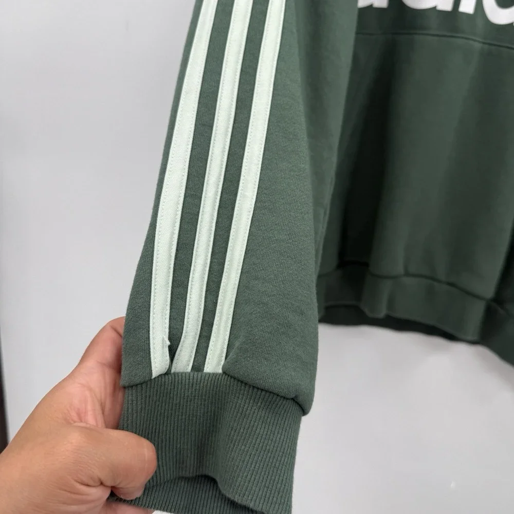 Adidas Sweatshirt Hoodie‎ Fleece Green White Size Large